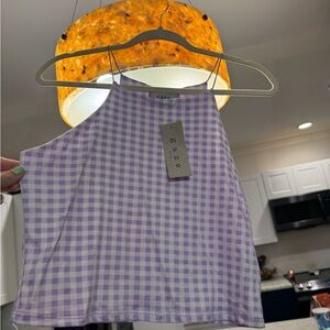 Gaze Lavender Checkered Halter Top
